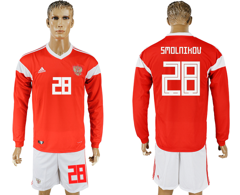 Maillot de foot RUSSIA LONG SLEEVE SUIT #28 SMOLNIKOV  2018 FIFA